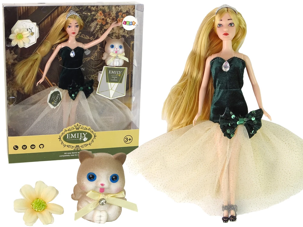 Lean Toys Lėlė Emily su kačiuku LeanToys