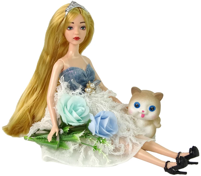 Lean Toys Žaislinė lėlė Emily su kačiuku, 30 cm