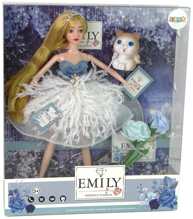 Lean Toys Žaislinė lėlė Emily su kačiuku, 30 cm