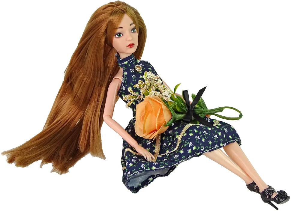 Lean Toys Lėlė Emily su mėlynomis akimis ir judančiomis galūnėmis, 30 cm