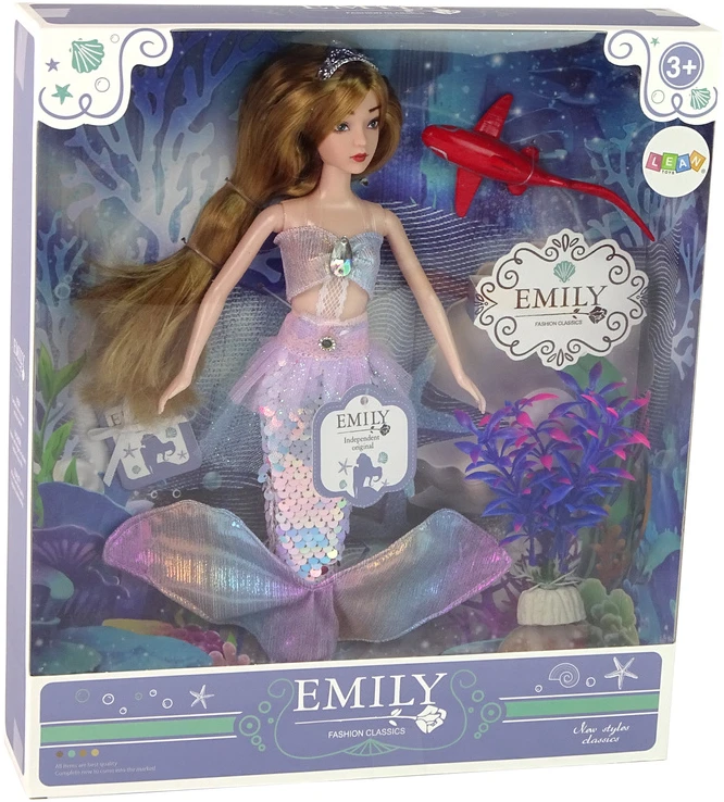 Lean Toys Lėlė Undinė Emily su Ryklu ir Jūros Augalu