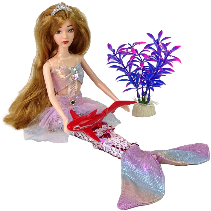 Lean Toys Lėlė Undinė Emily su Ryklu ir Jūros Augalu