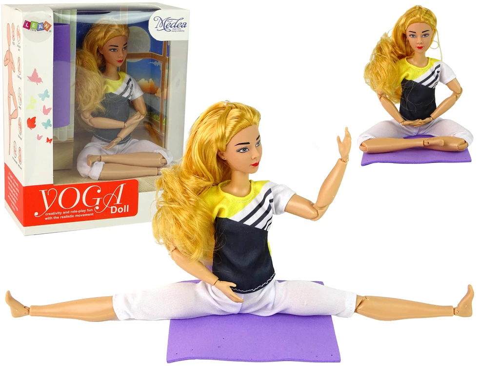 Lean Toys Lėlė su jogos kilimėliu