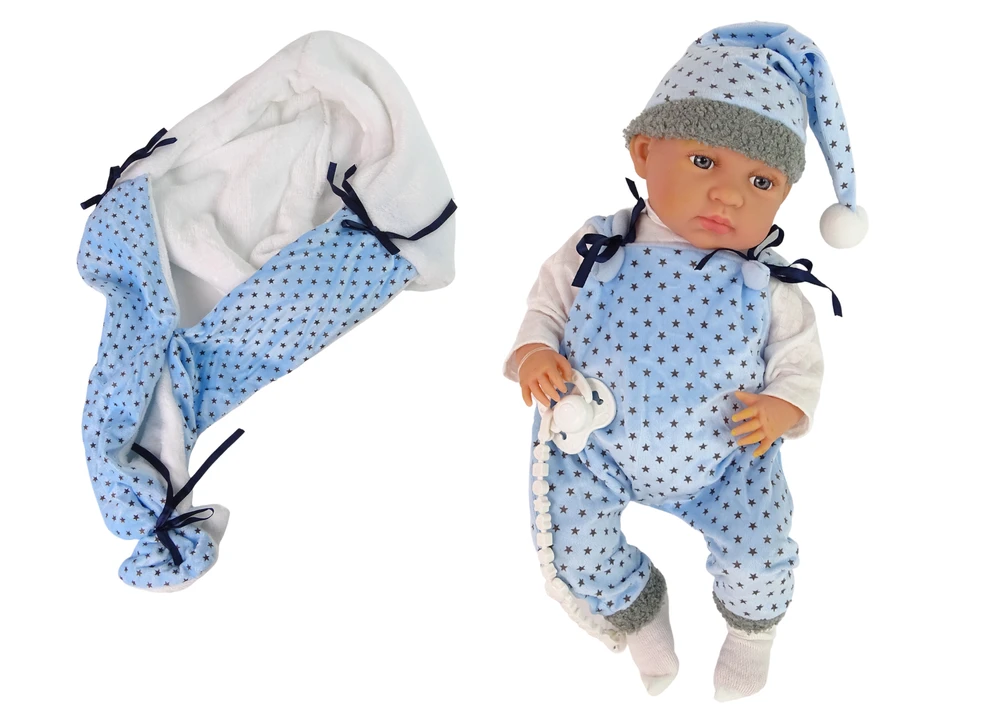 Lėlė kūdikis Lean Toys 46 cm mėlynai