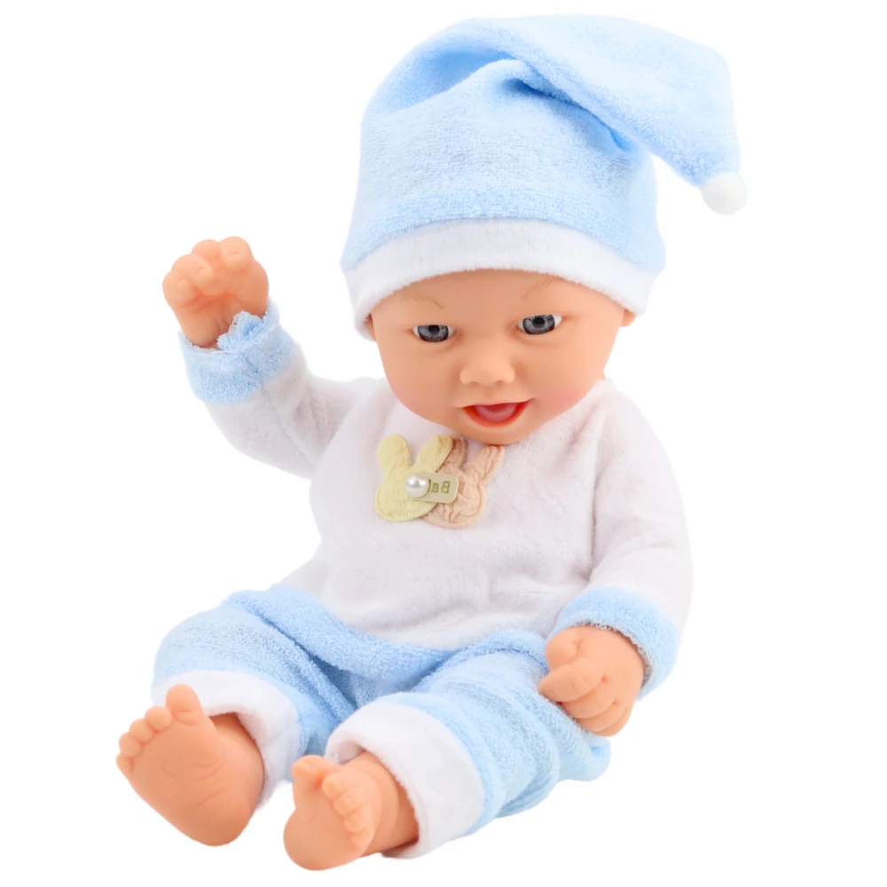 Lean Toys Lėlė su mėlyna pižama ir kepure, 24 cm
