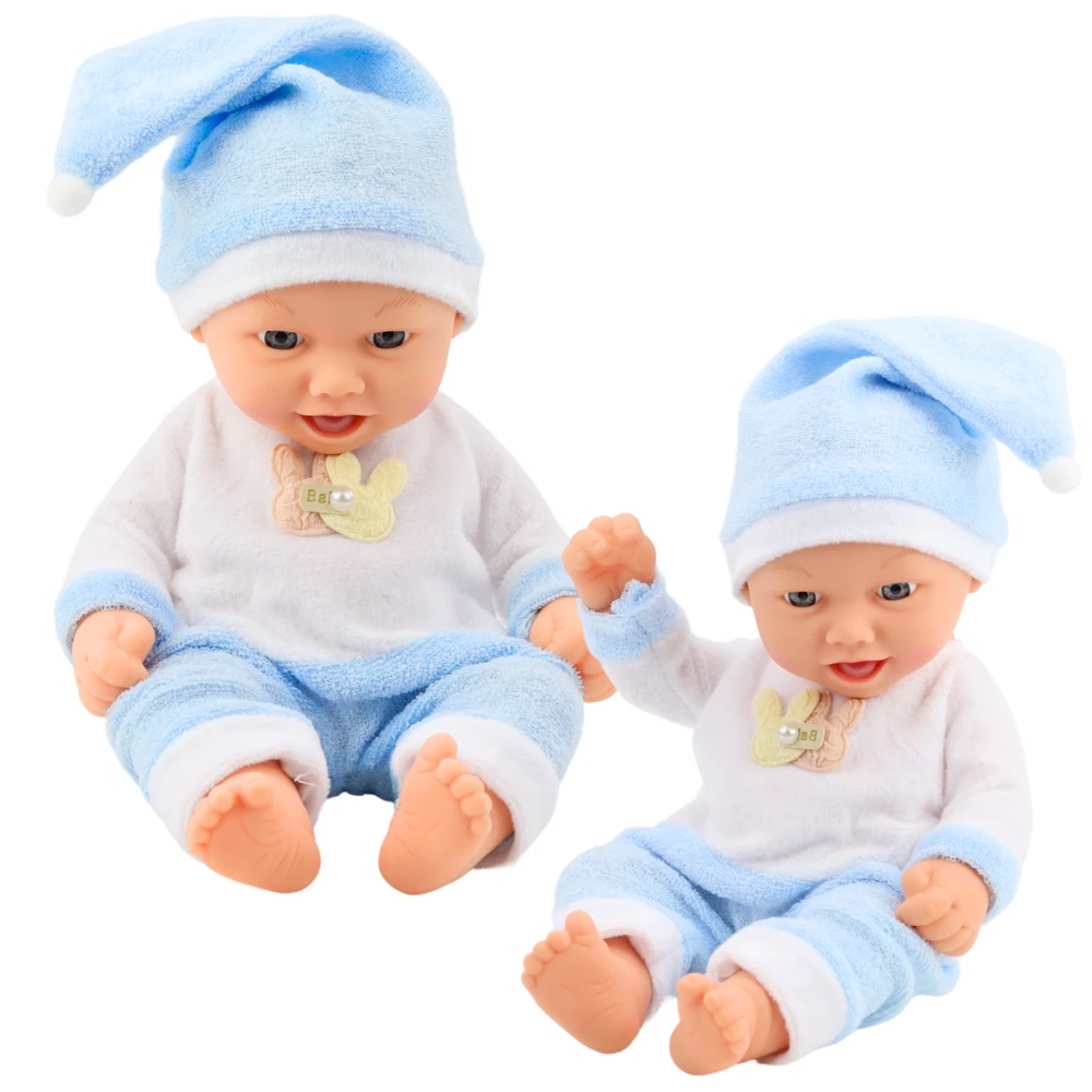 Lean Toys Lėlė su mėlyna pižama ir kepure, 24 cm