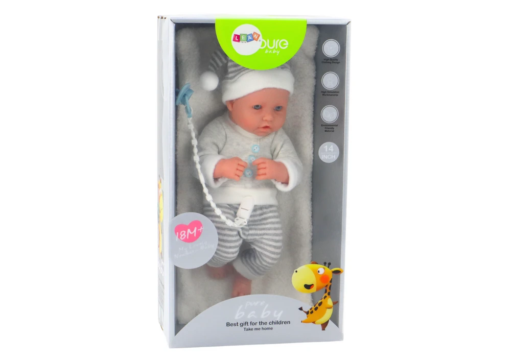 Lean Toys Lėlytė su dryžuotais drabužiais ir priedais, 35 cm