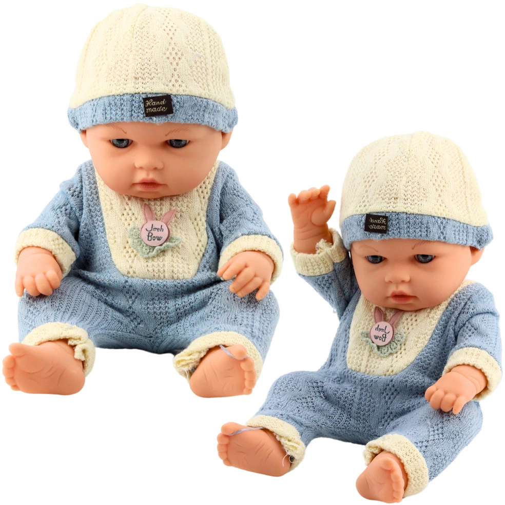 Lean Toys Lėlė Baby Doll su megzta apranga ir kepuraite
