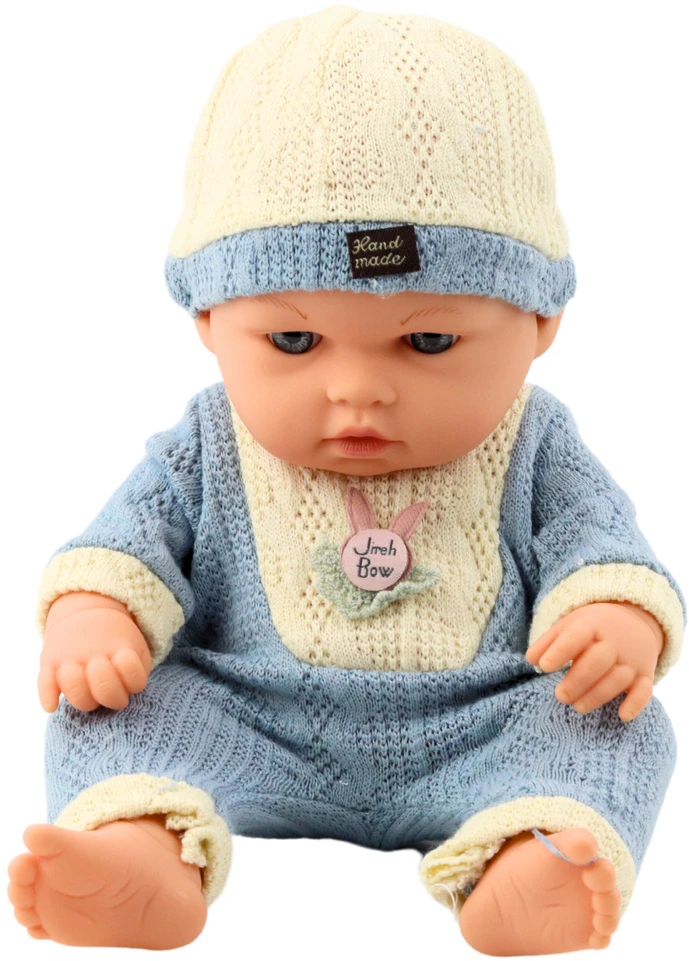 Lean Toys Lėlė Baby Doll su megzta apranga ir kepuraite