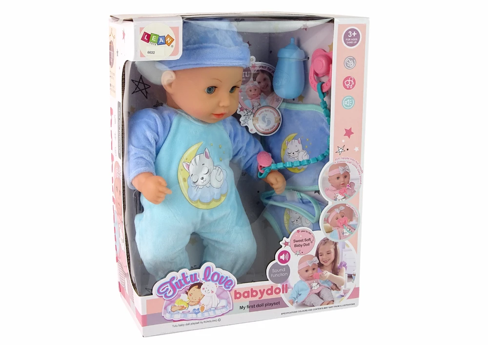 Lean Toys Baby Doll lėlė su mėlyna pižama