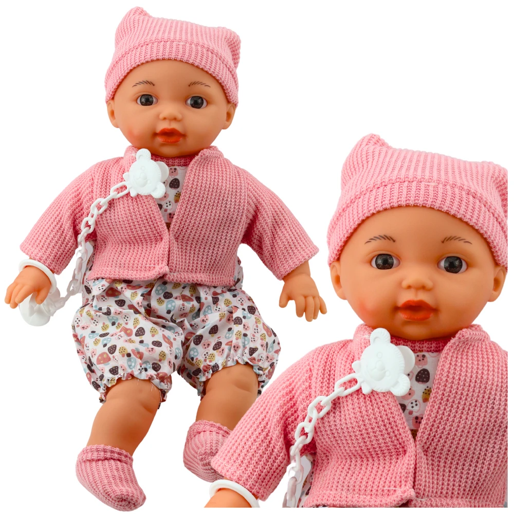 Lean Toys Lėlė kūdikiui su megztuku ir čiulptuku, 40 cm