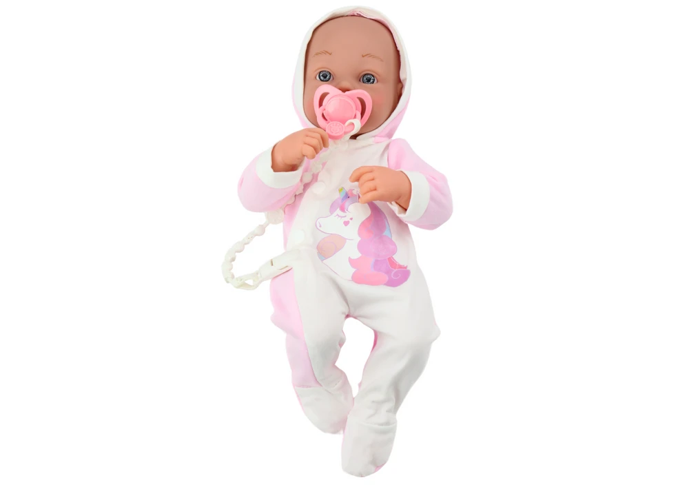Lean Toys Lėlė kūdikis su vienaragio kostiumu, 35 cm