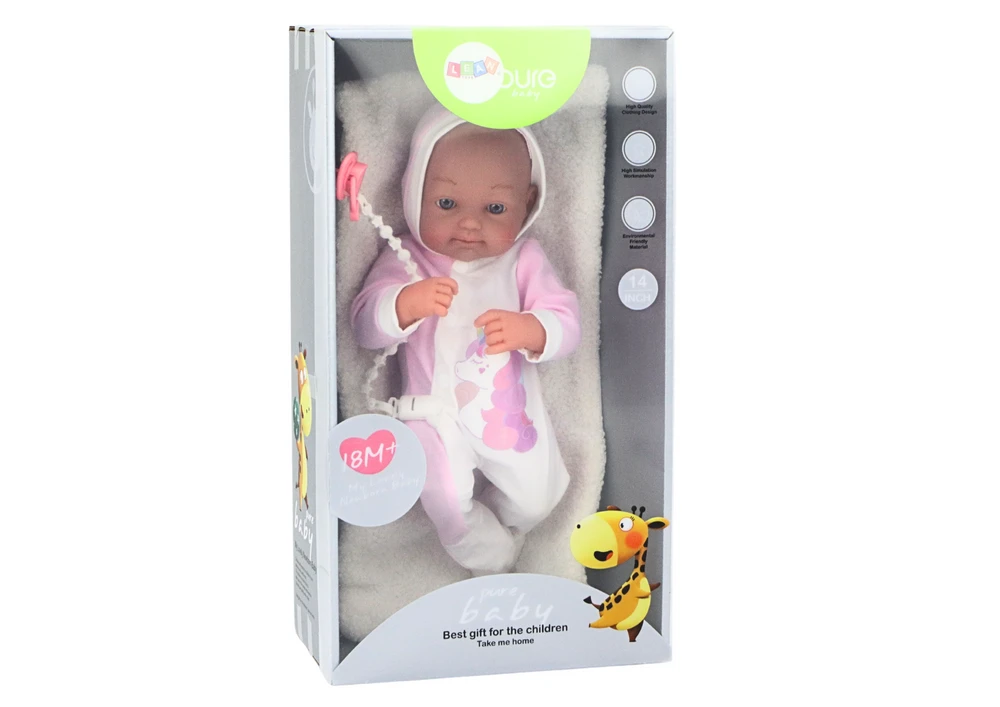 Lean Toys Lėlė kūdikis su vienaragio kostiumu, 35 cm