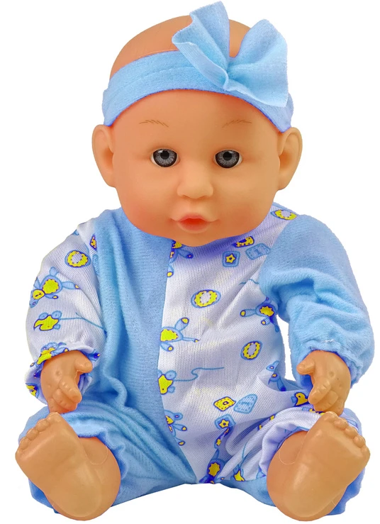 Lean Toys Mėlyna Lėlė Mėlyna Baby Doll su puoduku, 24 cm