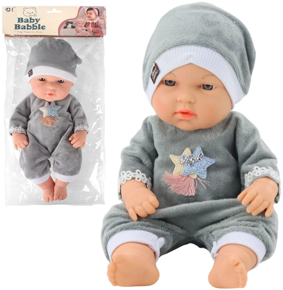 Lean Toys Lėlė kūdikis pilka pižama 30 cm