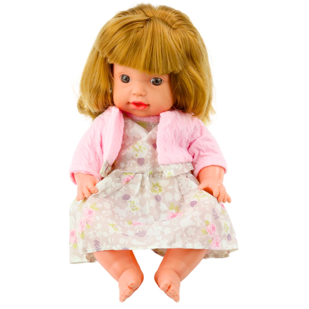 Lean Toys Lėlė kūdikis su maitinimo buteliuku ir garsais 30 cm
