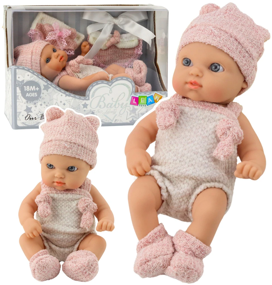 Lean Toys Lėlė kūdikis 18 cm su rožiniais akcentais