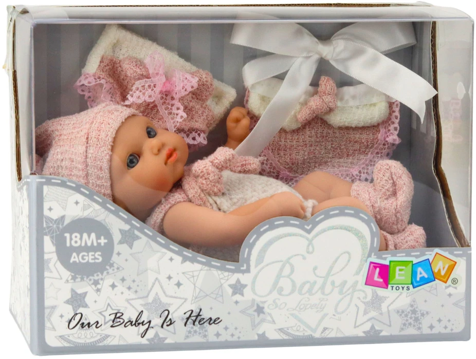 Lean Toys Lėlė kūdikis 18 cm su rožiniais akcentais