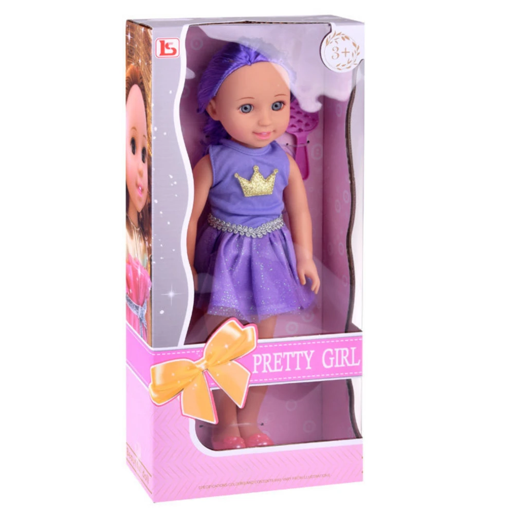 Lean Toys Lėlė su violetine suknele ir šukuosena