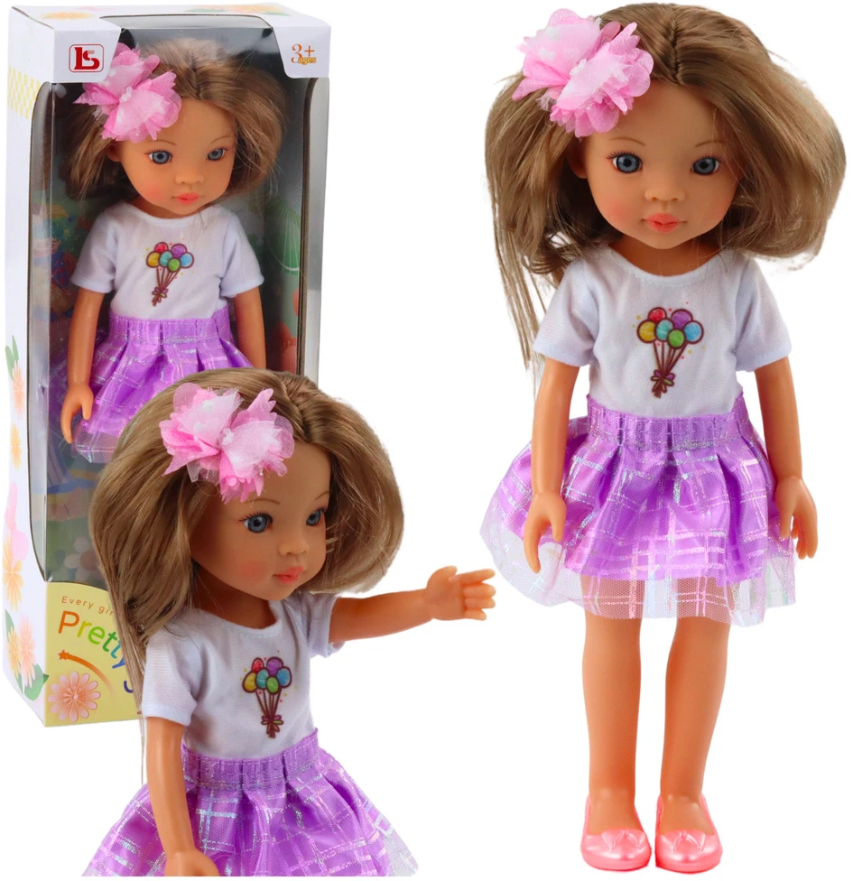 Lean Toys Lėlė su violetiniu sijonu, 32 cm
