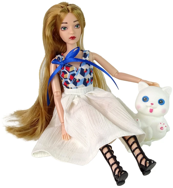 Lėlė Emily su kačiuku Lean Toys