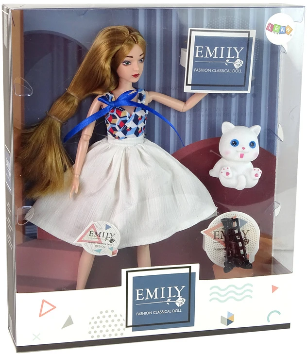 Lėlė Emily su kačiuku Lean Toys