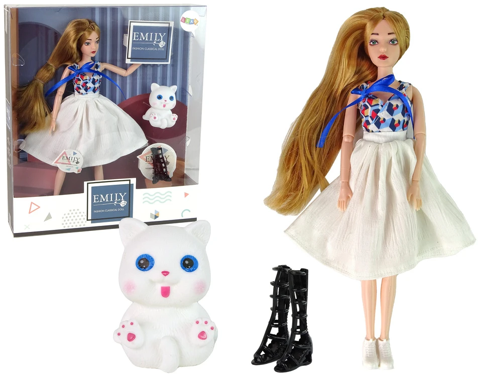 Lėlė Emily su kačiuku Lean Toys
