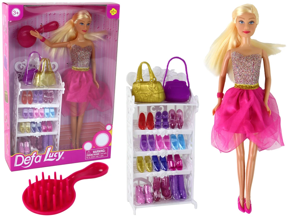 Lean Toys Lėlė su rožine blizgančia suknele Defa Lucy