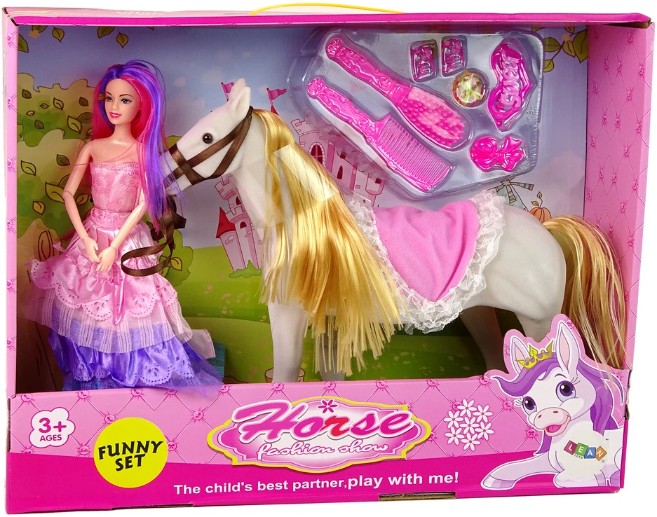 Princesės lėlė su baltu poniu Lean Toys