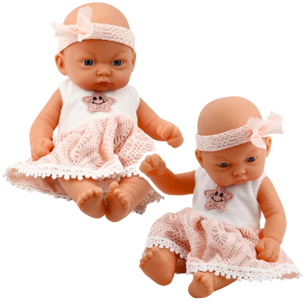 Lean Toys Lėlė kūdikis su rožine suknele ir galvos juosta, 24 cm