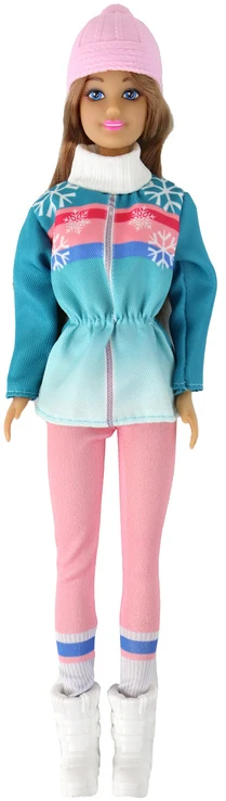 Lean Toys Lėlių rinkinys Anlily su rogutėmis