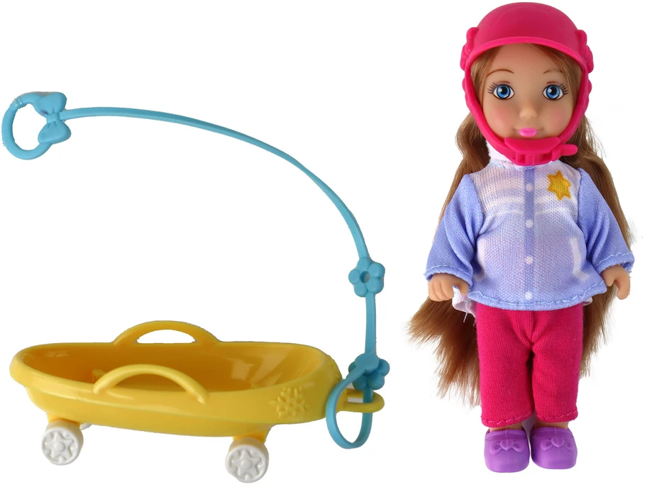 Lean Toys Lėlių rinkinys Anlily su rogutėmis