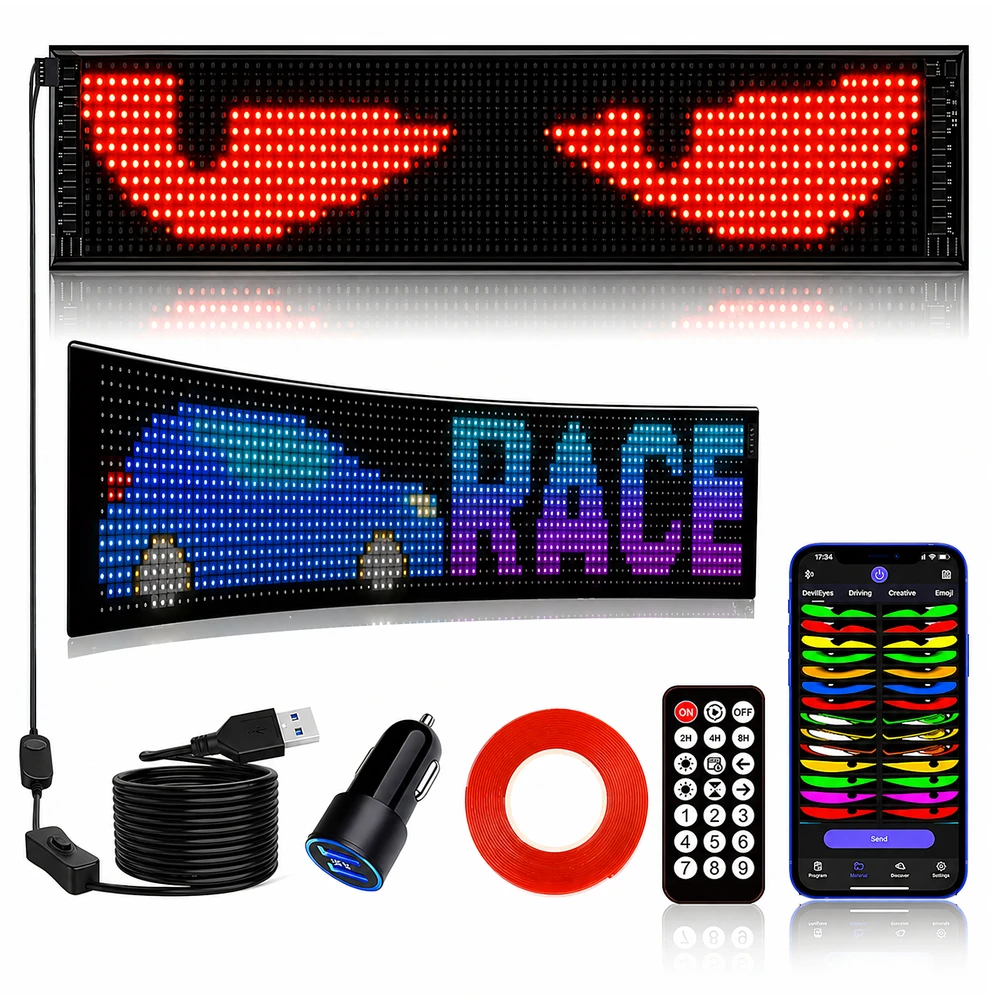 Lampa „Devil Eyes“ automobilio LED juostelės ekranėlis, IP65, 19x89cm