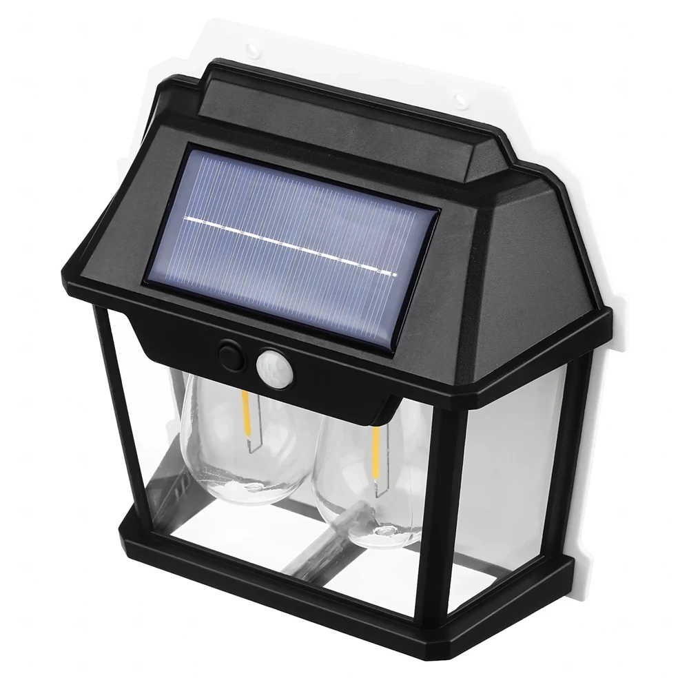 Lampa Dviguba saulės energija varoma LED sieninė sodo lempa su judesio jutikliu