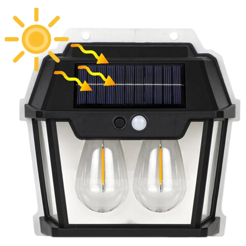 Lampa Dviguba saulės energija varoma LED sieninė sodo lempa su judesio jutikliu