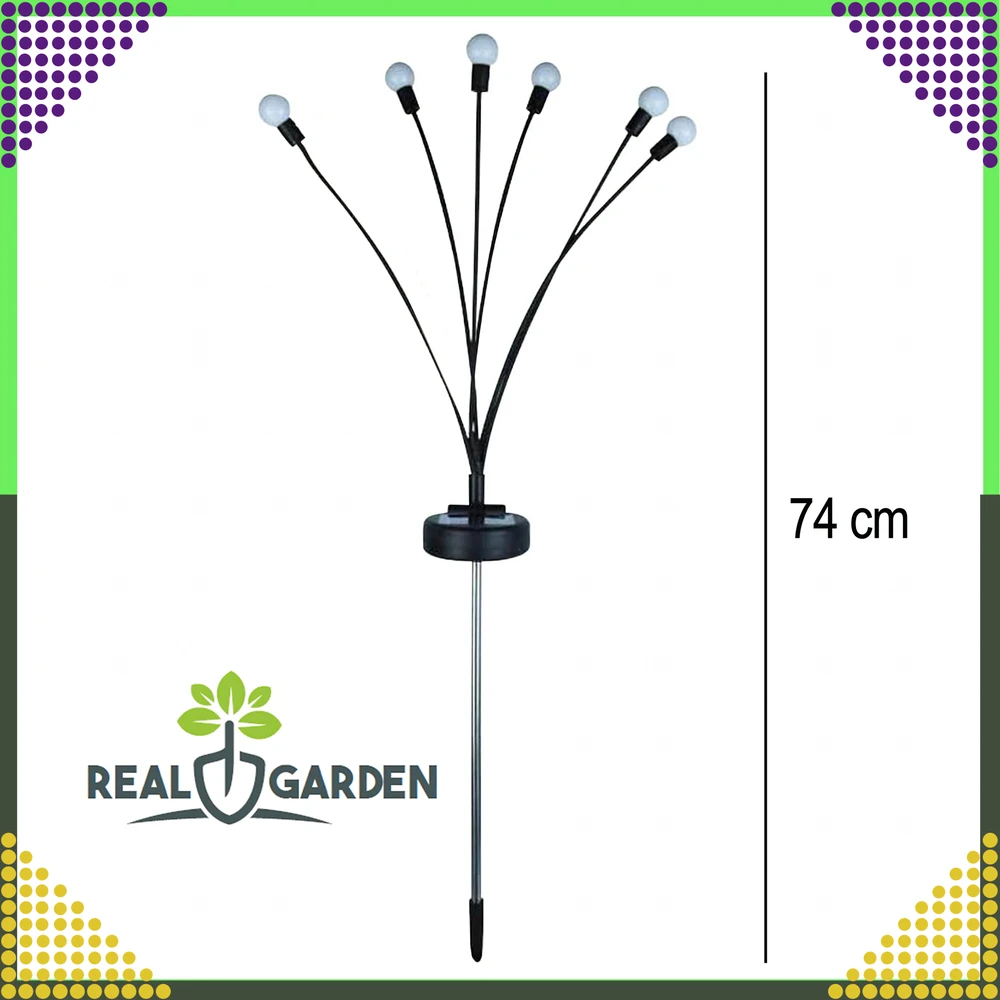 Lampa „Firefly“ saulės lempos, 2 dalys, 6 LED, prieblandos jutiklis, sodui