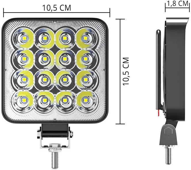 Lampa Halogeninis LED darbo žibintas, 48 ​​W, prožektorius, vandeniui atsparus, 16 diodų