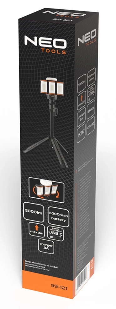 Neo Tools Lampa Įkraunamas stovo šviestuvas 5000 lm + įkroviklis