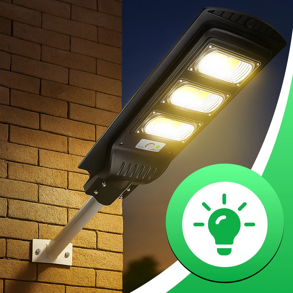 Lampa LED gatvės šviestuvas su saulės energija varomas žibintas 240 W + nuotolinio valdymo pultas (tvirtinimo laikiklis M004B + baterijos) komplektas E307