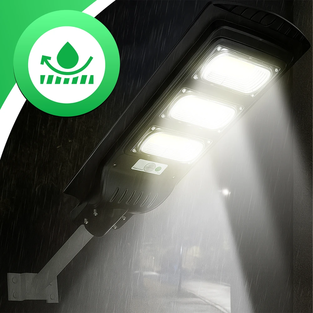 Lampa LED gatvės šviestuvas su saulės energija varomas žibintas 240 W + nuotolinio valdymo pultas (tvirtinimo laikiklis M004B + baterijos) komplektas E307