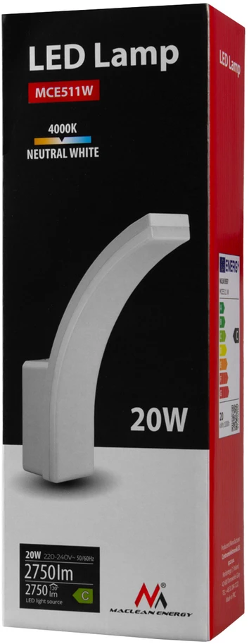 Lampa LED Maclean,spalva balta, 20W, IP65, 2750lm, barwa neutralna balta (4000K) MCE511 W