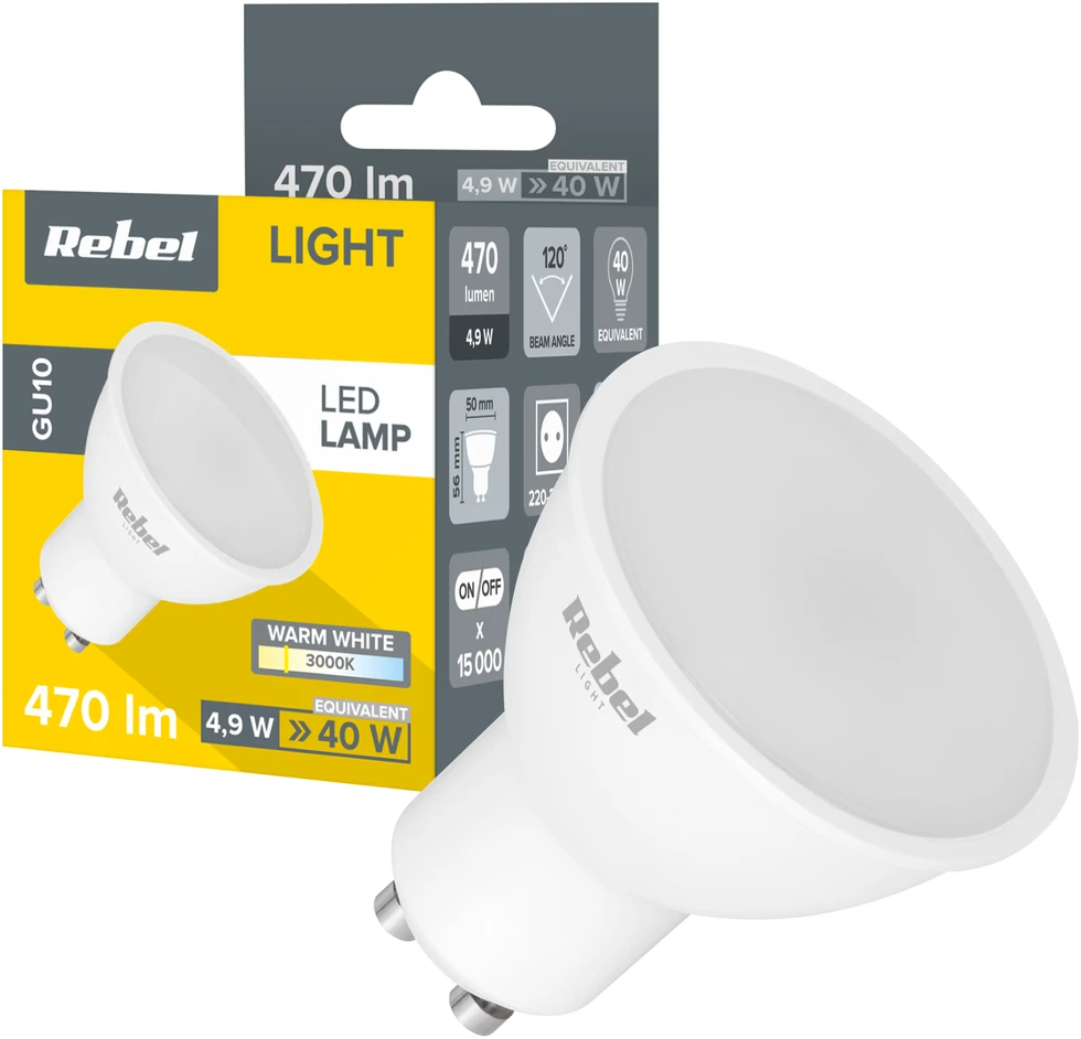 Led Rebel lempa 5W GU10, 3000K, 230V
