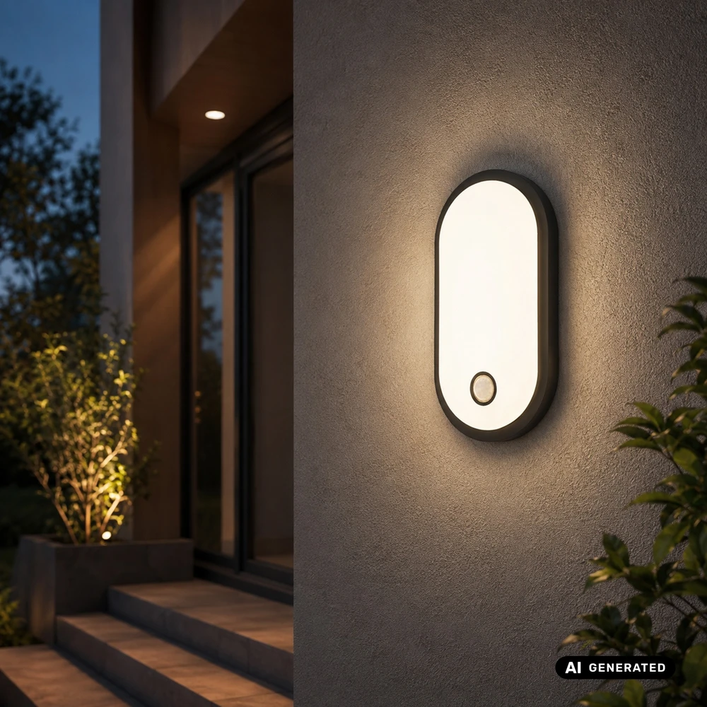 Lampa LED su judesio jutikliu Maclean, PIR jutiklis, juoda, 10W/15/18W, IP65, galimybė keisti spalvą 3000/4000/6000K, MCE534 B