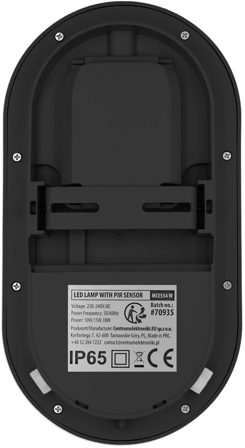 Lampa LED su judesio jutikliu Maclean, PIR jutiklis, juoda, 10W/15/18W, IP65, galimybė keisti spalvą 3000/4000/6000K, MCE534 B
