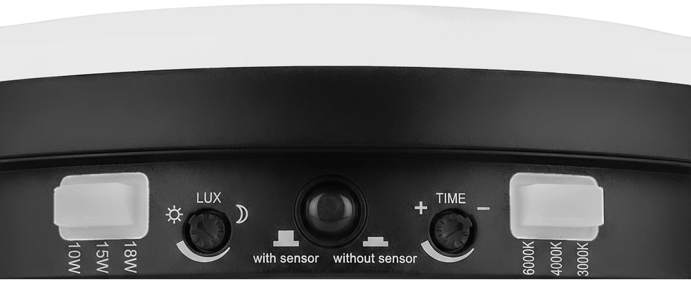 Lampa LED su judesio jutikliu Maclean, PIR jutiklis, juoda, 10W/15/18W, IP65, galimybė keisti spalvą 3000/4000/6000K, MCE535 B