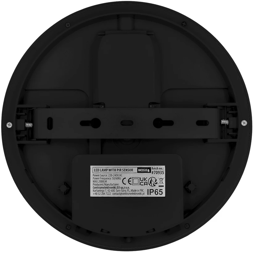 Lampa LED su judesio jutikliu Maclean, PIR jutiklis, juoda, 10W/15/18W, IP65, galimybė keisti spalvą 3000/4000/6000K, MCE535 B