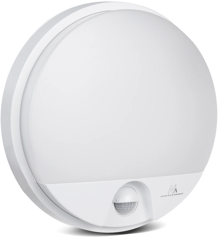 MACLEAN MCE291W LED lempa su infraraudonųjų spindulių judesio jutikliu, 15W IP54, baltos spalvos
