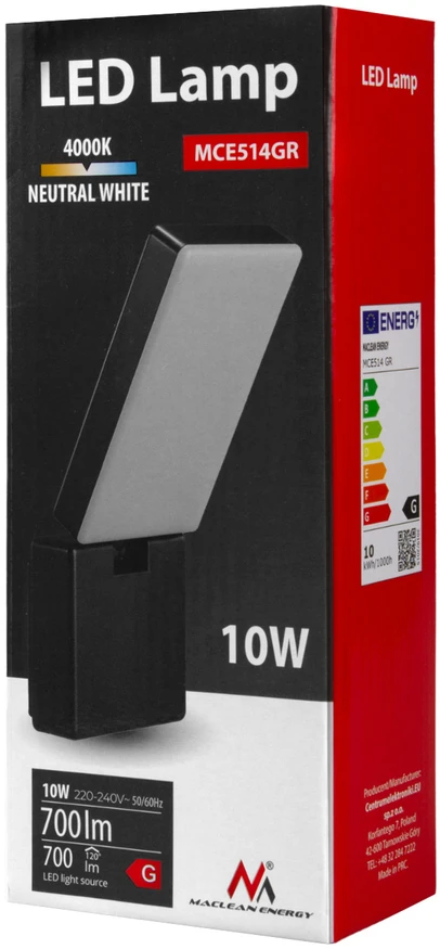 Lampa „Maclean“ LED lempa, pilka, 10 W, IP65, 700 lm, neutrali balta (4000 K) MCE514 GR