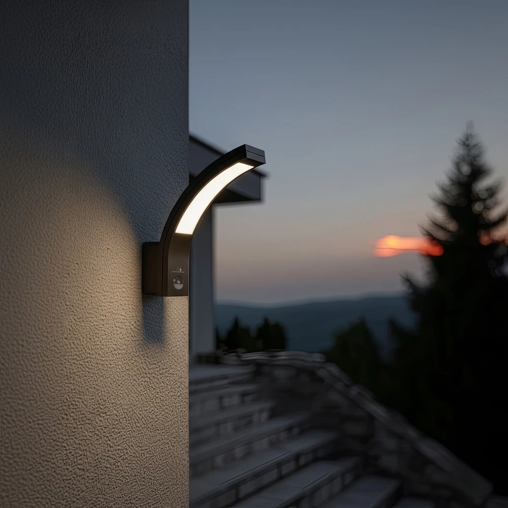 Lubinis šviestuvas MACLEAN MCE244GR LED lempa su infraraudonųjų spindulių judesio jutikliu 750lm 10W IP54