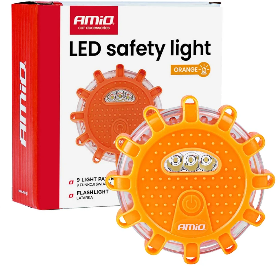 LED avarinis šviestuvas su žibintuvėlio funkcija, 12 SMD + 3 SMD, 3×AAA, IP65 AMIO-04828